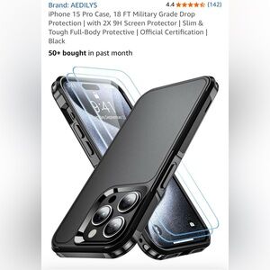Black Full-Body Protective iPhone 15 Pro Case